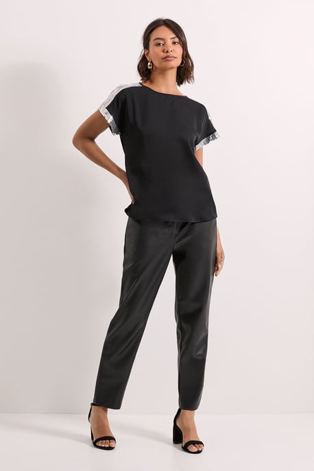Short Sleeve T-Shirt Sequin Blouse - Image 2