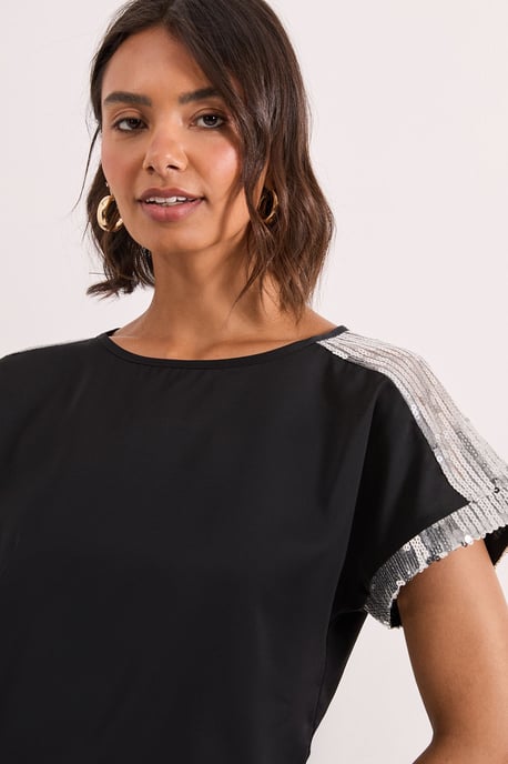 Short Sleeve T-Shirt Sequin Blouse - Image 4