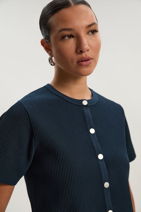 Ottoman Stitch Short Sleeve Knitted Cardi - Image 2