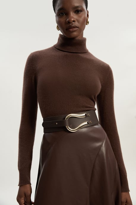 Leather Hardware Detail Waist Belt - Image 1