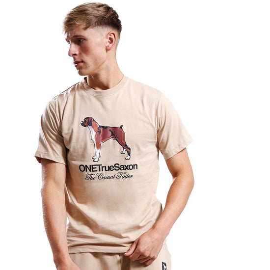 One True Saxon Dawg Mens Sand T-Shirt - Image 1