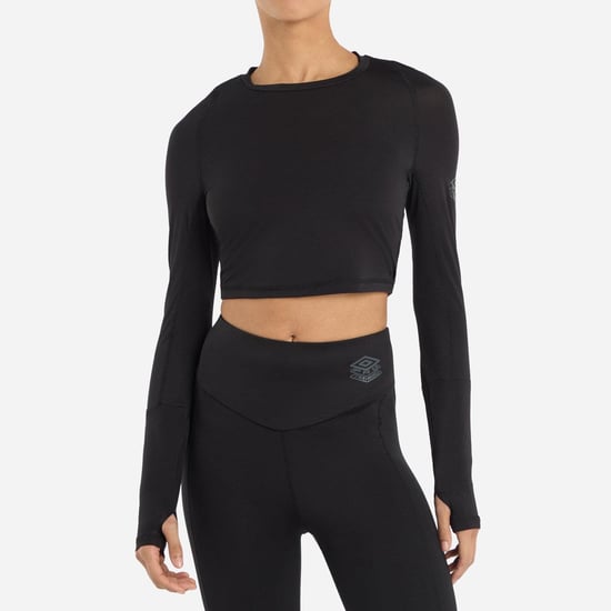 Umbro Dames/Dames Pro Trainingscrop Top Met Lange Mouwen (Zwart) - Image 1