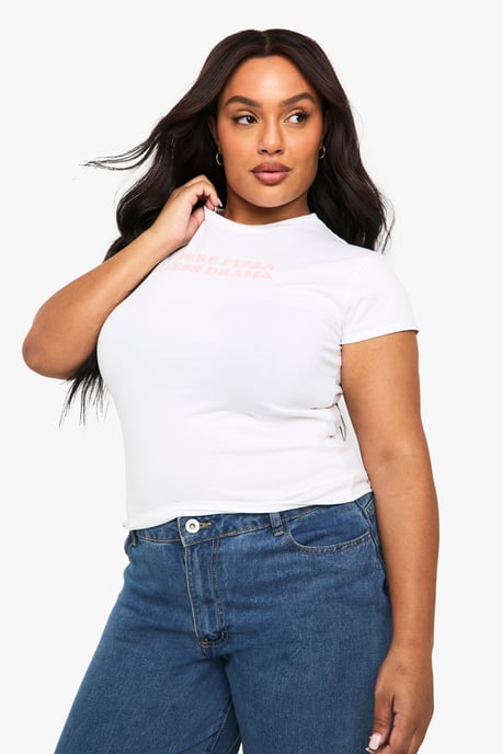 PLUS MORE PIZZA LESS DRAMA BABY TEE - Image 3