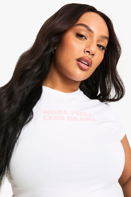 PLUS MORE PIZZA LESS DRAMA BABY TEE - Image 4