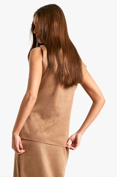 Suede Shoulder Racer Top - Image 2
