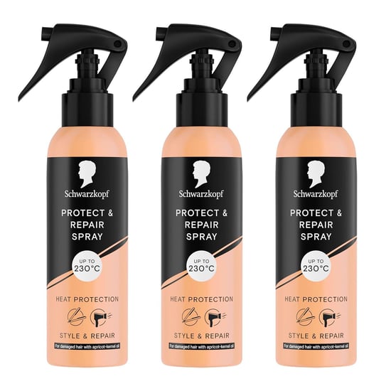 Schwarzkopf Styling Protect & Repair Spray 150ml Heat Defence Hair Care, 3 Pack - Image 1