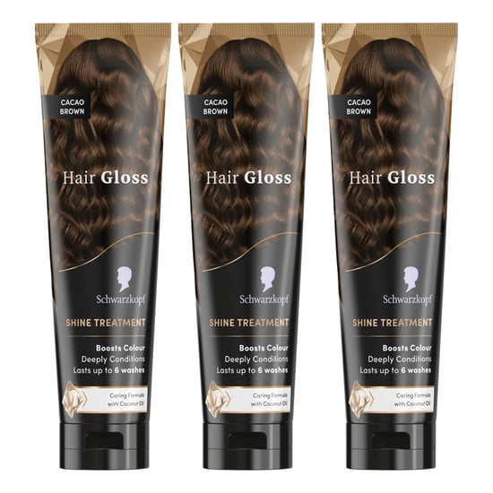 Schwarzkopf Hair Gloss Shine Treatment Cacao Brown 150ml, 3 Pack - Image 1