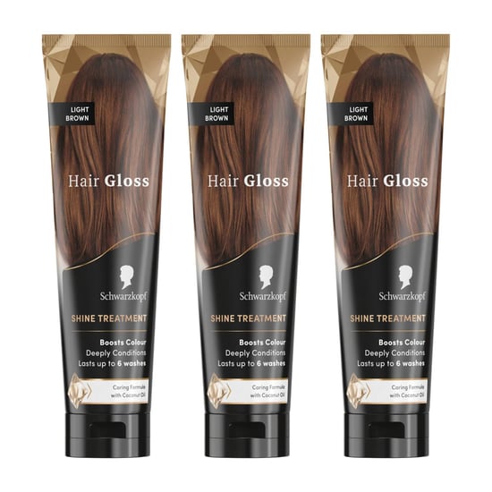 Schwarzkopf Hair Gloss Shine Treatment Light Brown 150ml, 3 Pack - Image 1