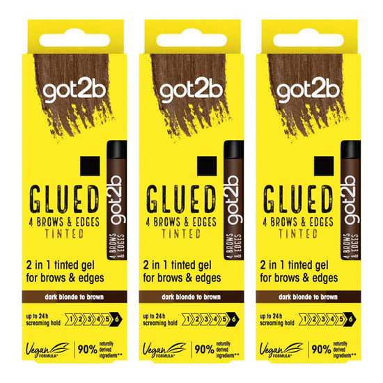 Got2b GEL Glued B&E Tint Dark Brown 16ml, 3 Pack - Strong Hold, Tame Flyaways - Image 1