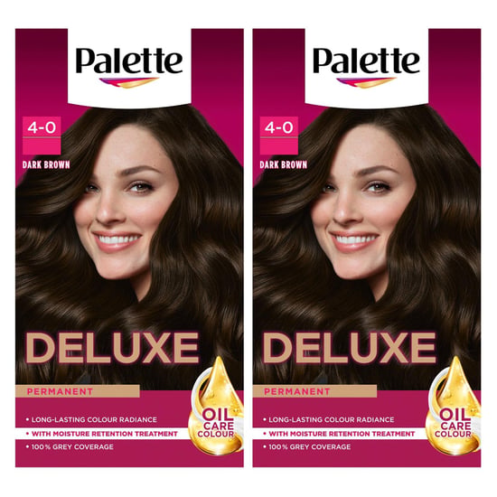 Palette Deluxe Creme Colouration 4-0 Dark Brown Hair Dye, 2 Pack - Image 1