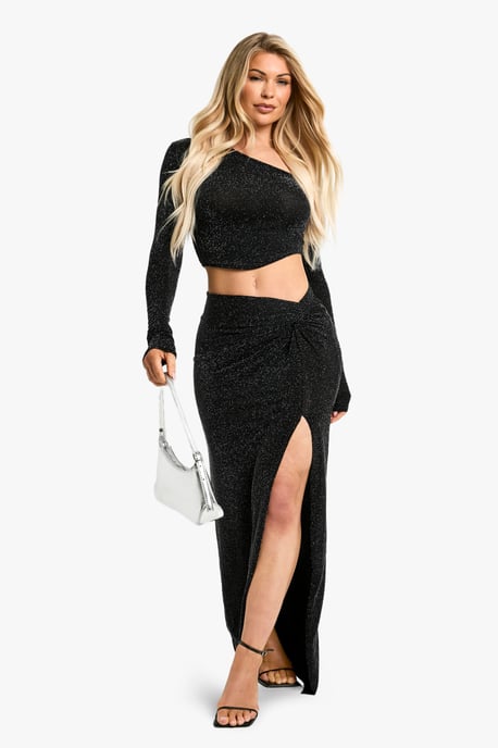 Glitter Twist Front Maxi Skirt - Image 1