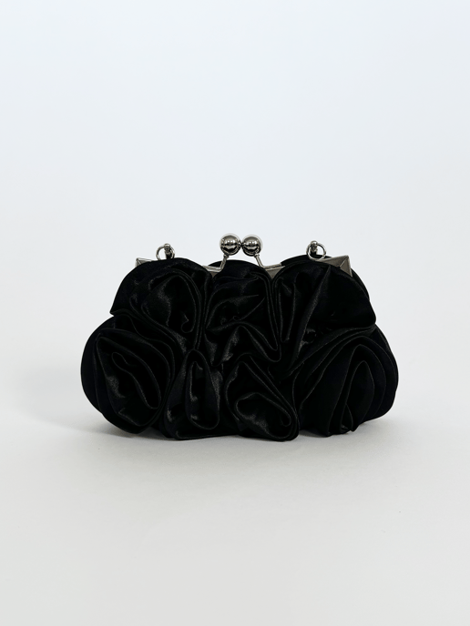 3D Rose Clutch Bag in Black - Image 1