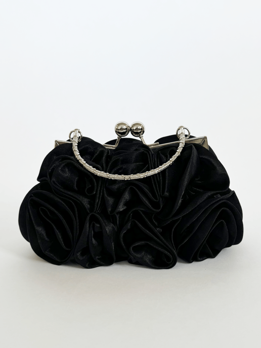 3D Rose Clutch Bag in Black - Image 3