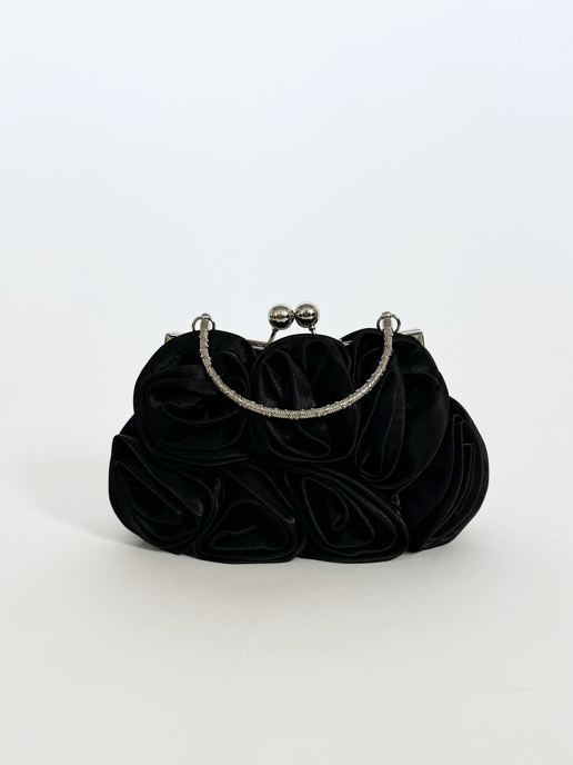 3D Rose Clutch Bag in Black - Image 4