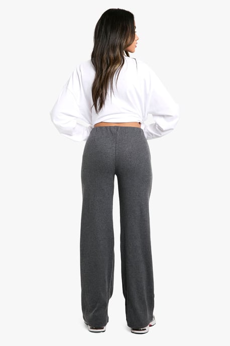 Brushed Rib Wide Leg Trousers - Image 2