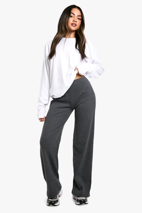 Brushed Rib Wide Leg Trousers - Image 3