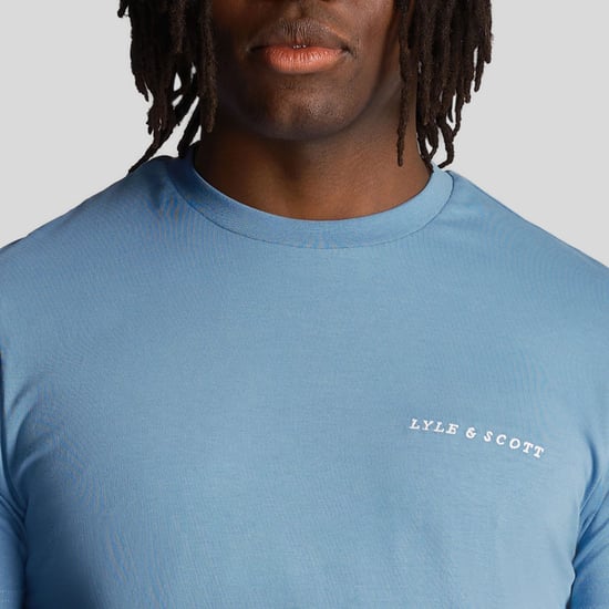 Lyle Scott Broderad Logo Riveria Blå T Shirt - Image 4