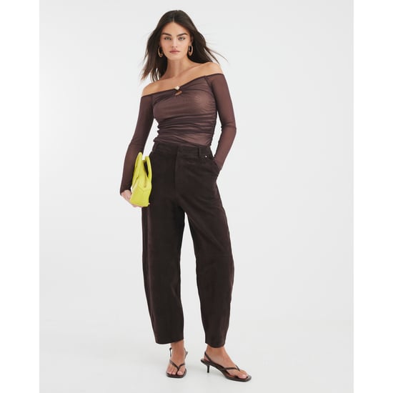 River Island Womens Bardot Top Brown Long Sleeve Mesh - Image 2