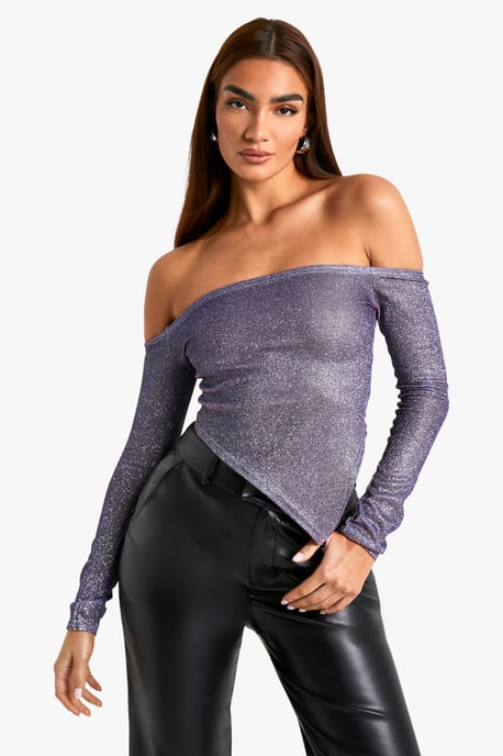 Glitter Bardot Asymmetric Top - Image 1