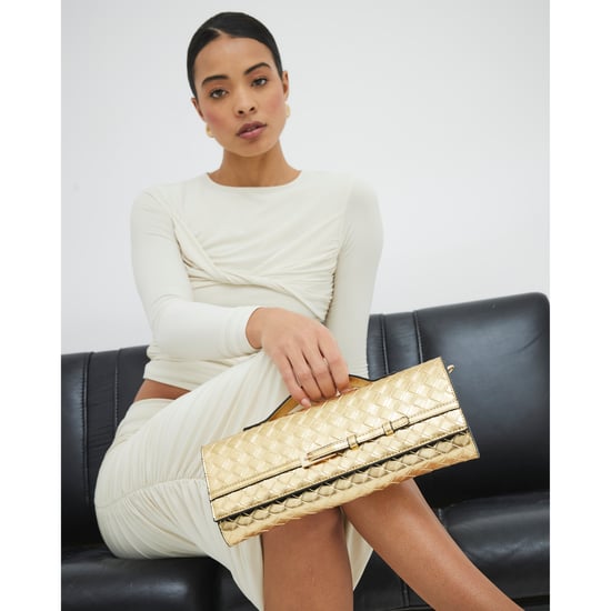River Island Womens Gold Woven Clutch Bag - Image 1