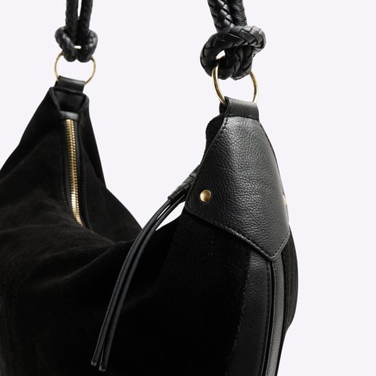 River Island Womens Black Suede Knot Handle Slouchy Shoulder Bag - Image 4