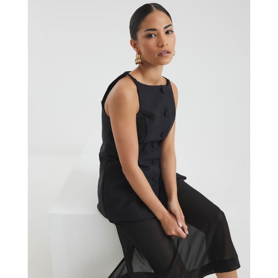 River Island Womens Waistcoat Petite Black Square Neck Strappy - Image 3