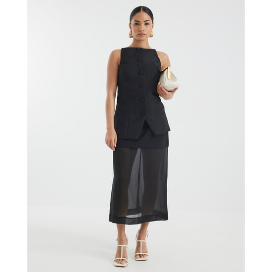 River Island Womens Waistcoat Petite Black Square Neck Strappy - Image 4