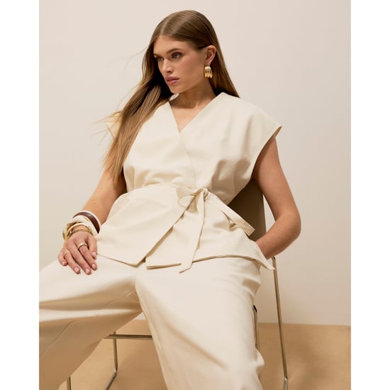 River Island Womens Cream Linen Blend Wrap Tie Tunic Top - Image 2