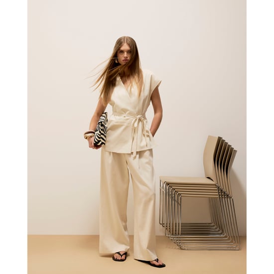 River Island Womens Cream Linen Blend Wrap Tie Tunic Top - Image 4