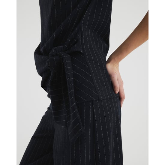 River Island Womens Navy Short Sleeve Pinstripe Tie Detail Top - Image 2