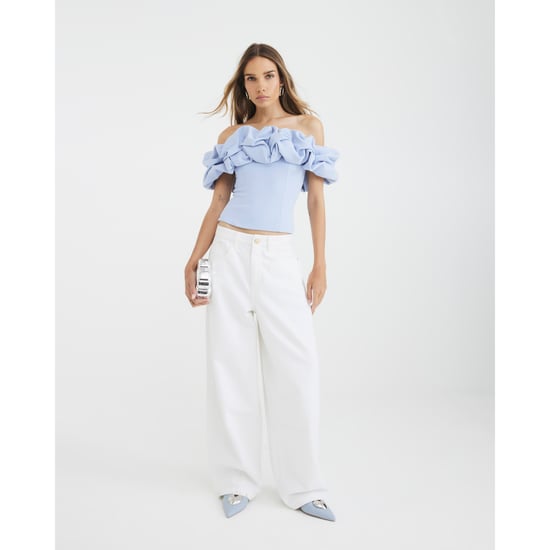 River Island Womens Bardot Top Blue Ruffle - Image 4
