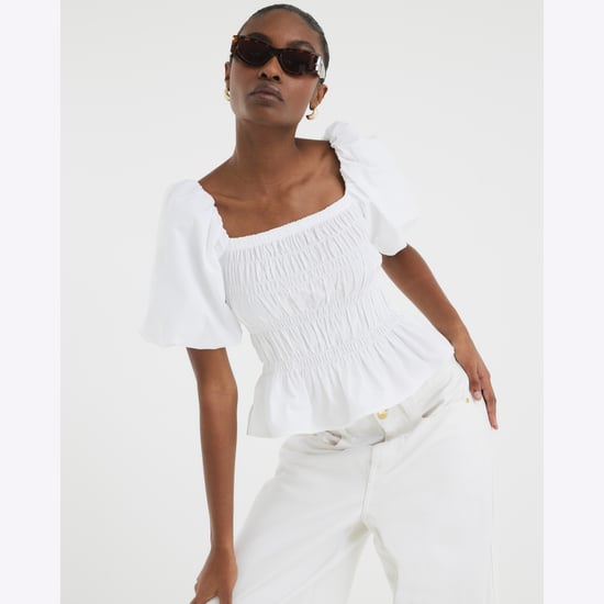 River Island Womens Top White Puff Sleeve Shirred - Image 3