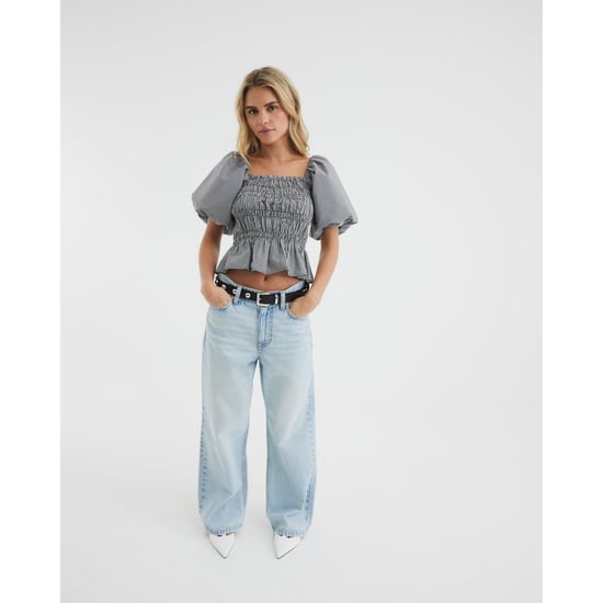 River Island Womens Petite Black Puff Sleeve Gingham Shirred Top - Image 3