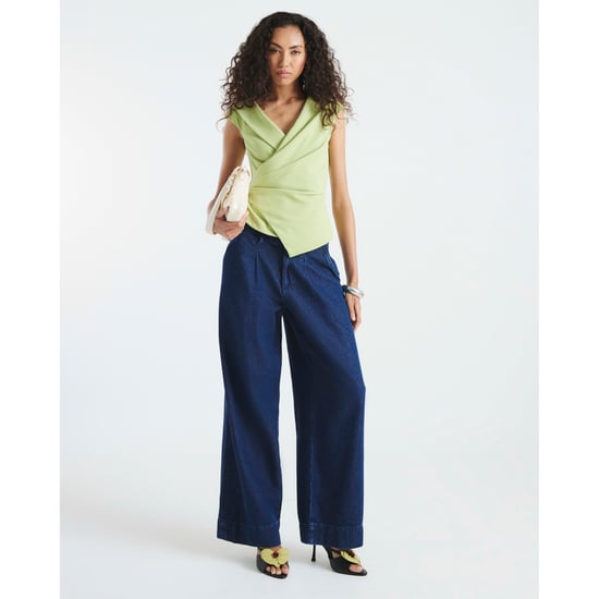River Island Womens Green Sleeveless Drape Wrap Lapel Top - Image 2