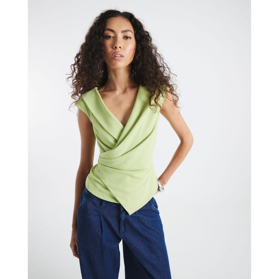 River Island Womens Green Sleeveless Drape Wrap Lapel Top - Image 3