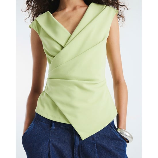 River Island Womens Green Sleeveless Drape Wrap Lapel Top - Image 4