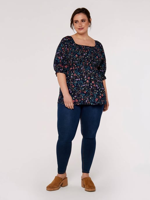 Apricot Curve Floral Milkmaid Top - Image 2