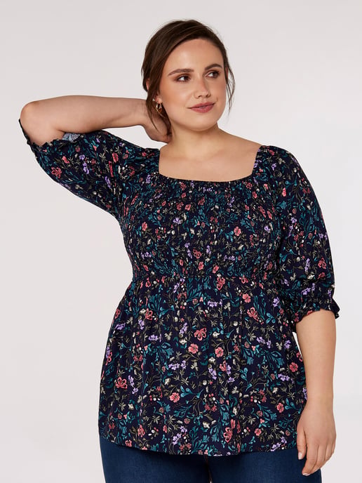 Apricot Curve Floral Milkmaid Top - Image 3