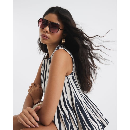 River Island Womens Black Stripe Sleeveless Pleated Top - Image 1