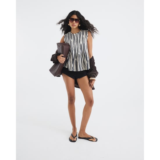 River Island Womens Black Stripe Sleeveless Pleated Top - Image 4