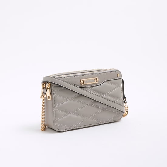 River Island Womens Grey Faux Leather Quilted Cross Body Bag - Image 2