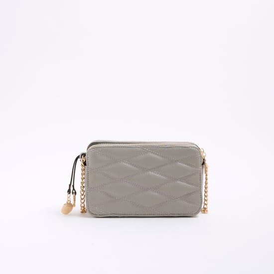 River Island Womens Grey Faux Leather Quilted Cross Body Bag - Image 3