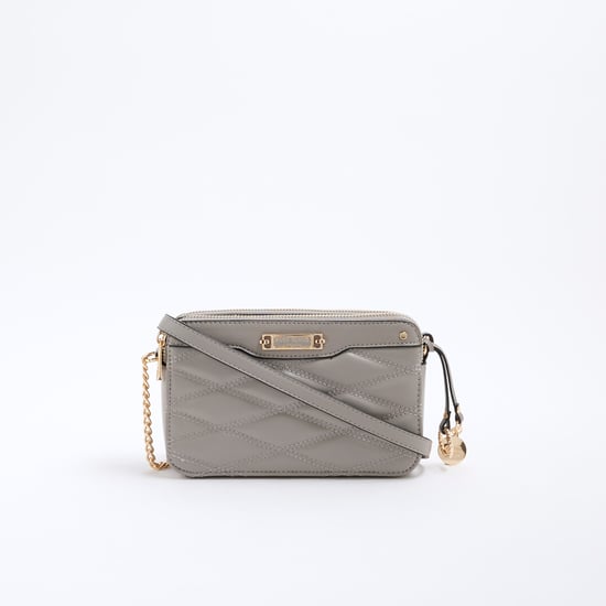 River Island Womens Grey Faux Leather Quilted Cross Body Bag - Image 5