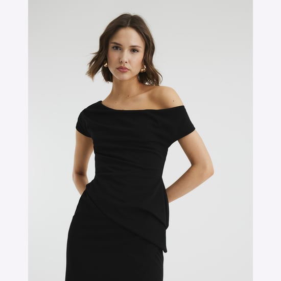 River Island Womens Midi Dress Black Off Shoulder Layered - Image 5