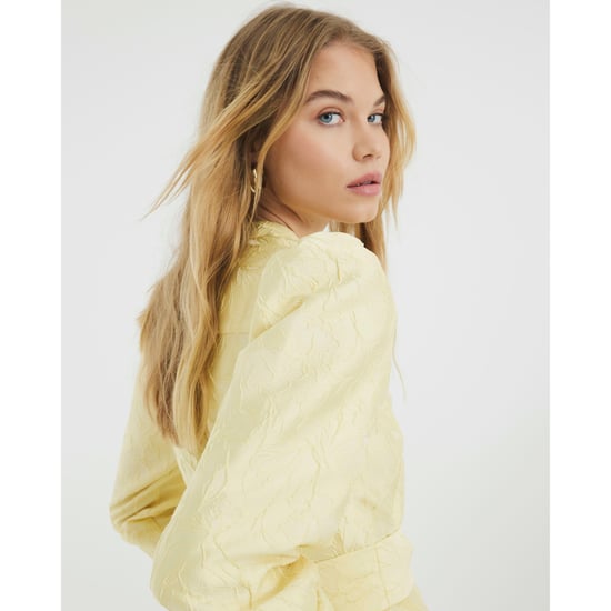 River Island Womens Mini Dress Yellow Long Sleeve Belted Jacquard - Image 5