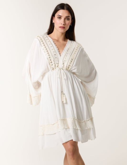 Embellished Kimono Sleeve Mini Dress - Image 2