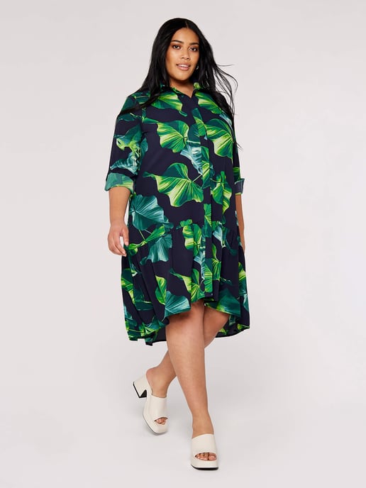 Apricot Curve Leaf Shirt Mini Dress - Image 1