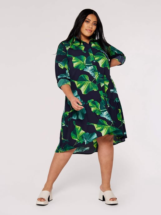 Apricot Curve Leaf Shirt Mini Dress - Image 2