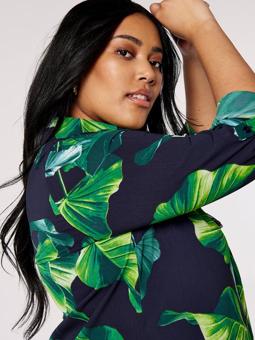 Apricot Curve Leaf Shirt Mini Dress - Image 3