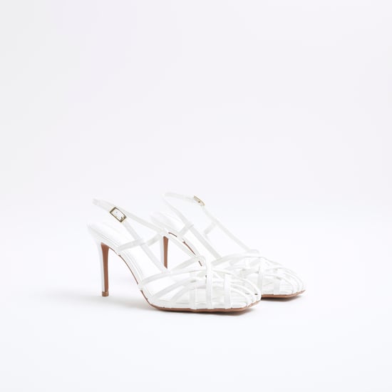 River Island Womens White Caged Square Toe Heels - Image 2